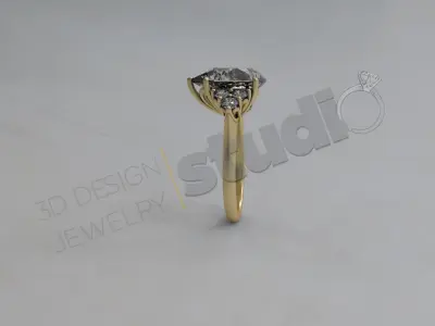 Brilliant diamond detailed ring  3D print model