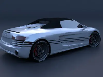 White car Audi R8 Spyder with stripes 3D model