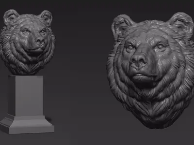 Bear gloomy head 3D print model