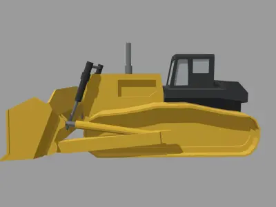 Low Poly Hydraulic Bulldozer 01 Low-poly 3D model