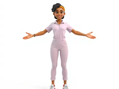 Stylish Female Character Rigged and Animated for Games and Ci... Low-poly 3D model