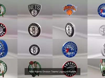 NBA Atlantic Division Teams Logos 3D Model Pack