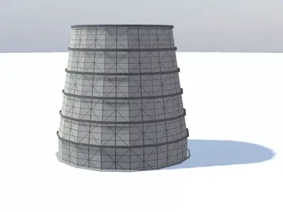 Soviet old cooling tower Free low-poly 3D model