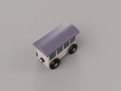 Wooden Toy Train - Passenger Car - Game Ready Low-poly 3D model