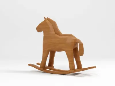 Wooden horse toy 3d model Low-poly 3D model