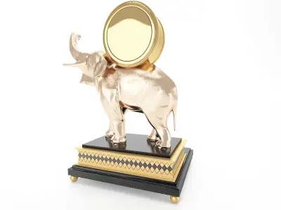 Golden Elephant Clock 3D model