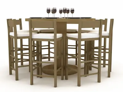 3D model dining table 004 Low-poly 3D model