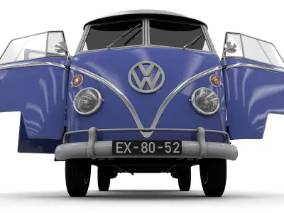 VOLKSWAGEN TRANSPORTER DELUXE 13 WINDOWS 1967 3D model