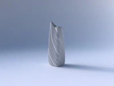 Vase curved tipping triangle 2 with twisted extruded lines 3D print model