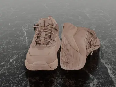 HOKA ONE ONE KAHA LOW GTX TAUPE BUNGEE CORD 3D SHOES Low-poly 3D model