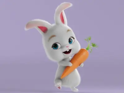Cartoon Rabbit Rigged 3D model