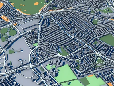 Brockwell Park London Victorian Park with Lido Gardens  3D model