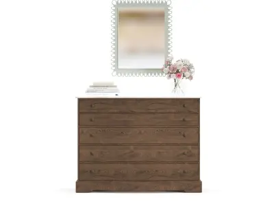wooden dresser with four drawers 3D model