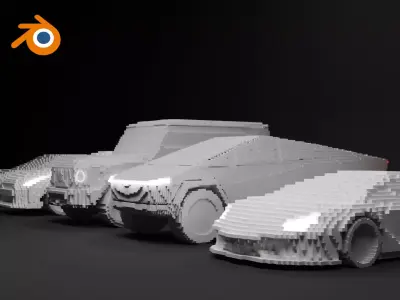 Low-poly VOXEL cars 3D collection 6 formats 3D model
