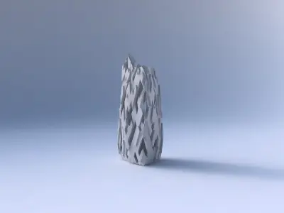 Vase curved tipping triangle 2 with cuts and bulges 3D print model