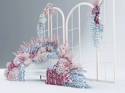 Rose and flowers Wedding seat  3D model