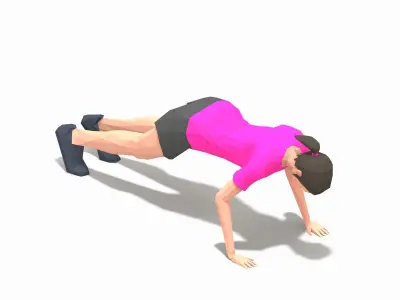 rock climber-pushups Exercise Woman Animation Low-poly 3D model