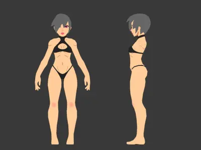 Game-Ready Stylized Female Basemesh Low-poly 3D model