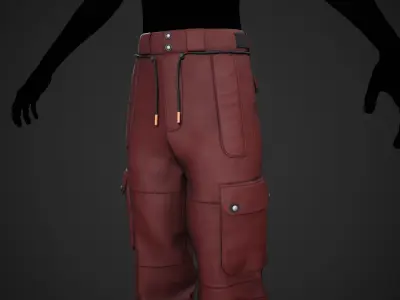 Red Snowboard Pants Style 2  Low-poly 3D model