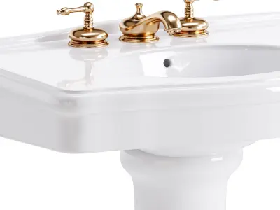White Porcelain Bathroom Pedestal Sink 3D model