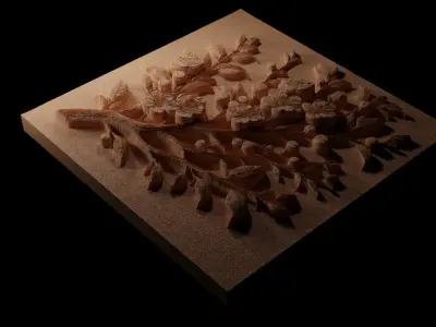 Cherry Tree Branch CNC 3d Print High Relief Sand Casting 3D print model