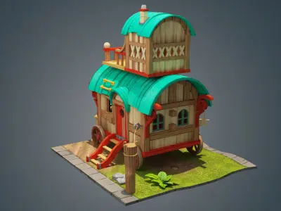 wagon house Low-poly 3D model