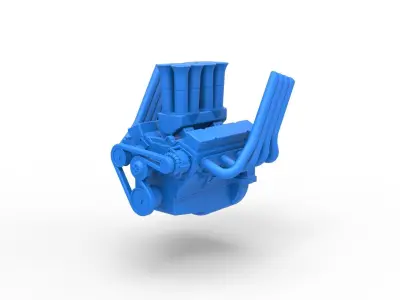Engine V8 for Supermodified race car Version 2 Scale 1 to 25 3D print model