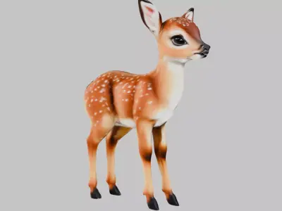 Realistic Deer Fawn 3D Model Low-poly 3D model