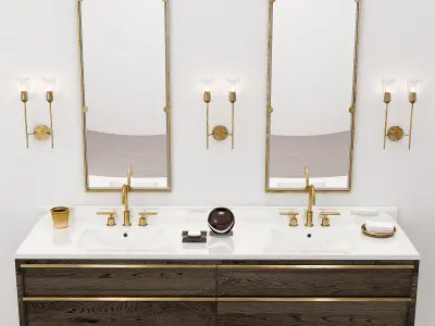 BEZIER DOUBLE EXTRA-WIDE FLOATING VANITY 3D model