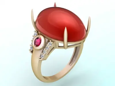 Gemstone Rings - Oval stone ring - Womens Rings 3D print model