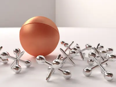 Jacks and Ball Set 3D model