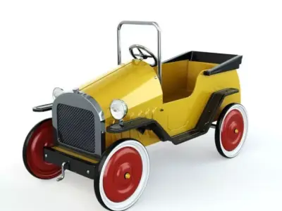 Yellow Car With Red Rims Toy 3D model