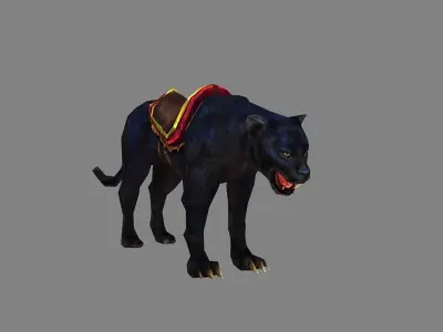 Cartoon black panther mount - Shadow Cheetah Low-poly 3D model