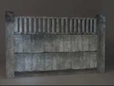Old  concrete Fences pack Low-poly 3D model