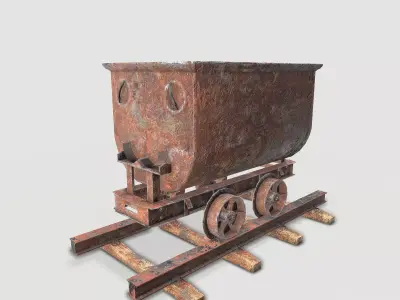 Mine Wagon 7 Low-poly 3D model