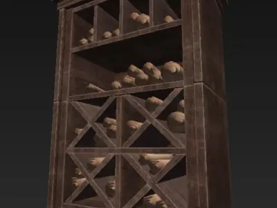 Roman Cabinet Wooden Low-poly 3D model