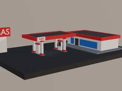 Low Poly - Gas Station Free low-poly 3D model