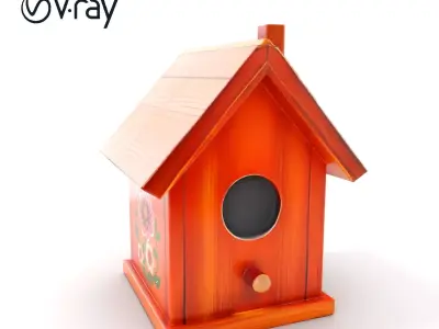 Decorative Birdhouse Model Pack with Floral Design Low-poly 3D model