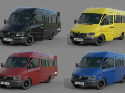 Mercedes Benz Sprinter Lowpoly game ready Low-poly 3D model