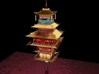 Chinese palace house lantern  3D model purchase