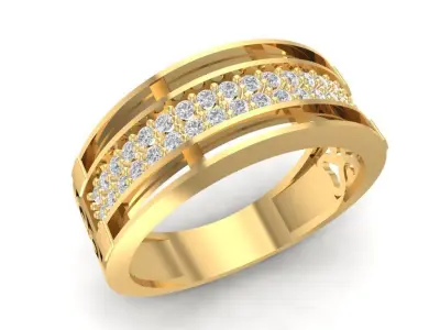 Luxury Double Row Diamond Band Ring for Men 1491 3D print model