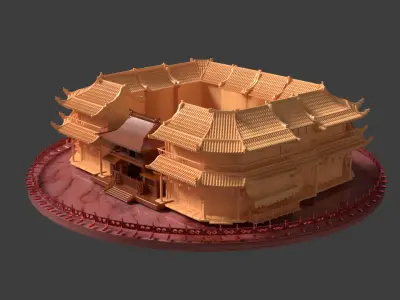 Chinese wooden ancient house 3D model