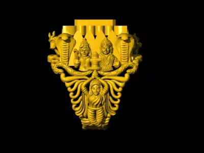 shiv and parboti  antique ring 3D print model