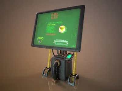 Sci-fi  Cyberpunk Taxi order point terminal  Low-poly 3D model