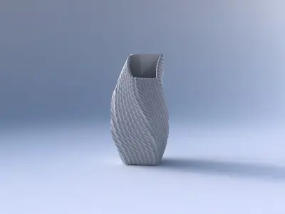 Vase twisted bent quadratic with bent extruded pattern 3D print model