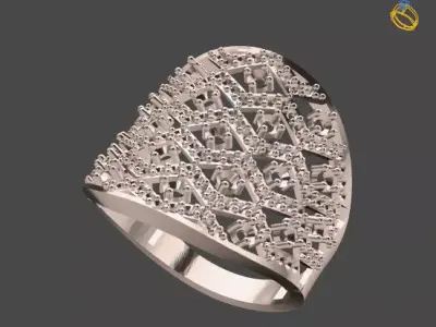 Women Stone Rings Diamond 3D print model 15