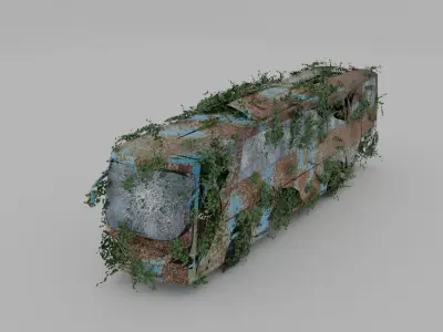Damaged Rusty Bus Low-poly 3D model