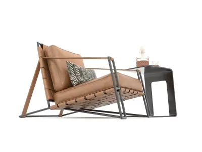 Modern Coffee Table and Armchair Set 70 3D model