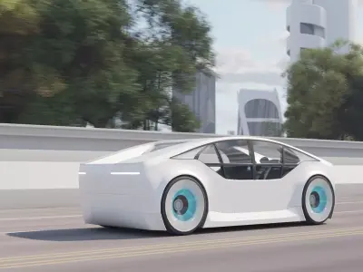 Self-driving car concept 3D with interior white 3D model
