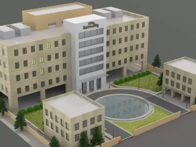 3D Architectural Complex Modern University Campus Low-poly 3D model
